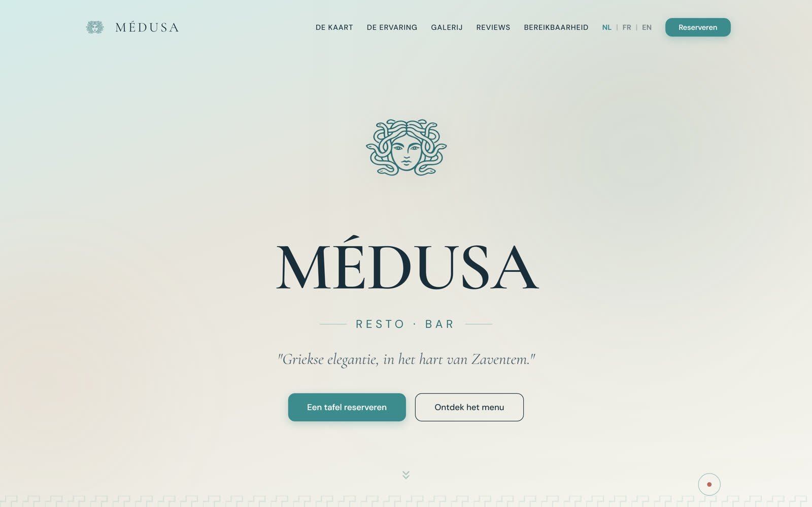Page d'accueil du site medusa-zaventem.be, restaurant grec à Zaventem, réalisé par Digispire