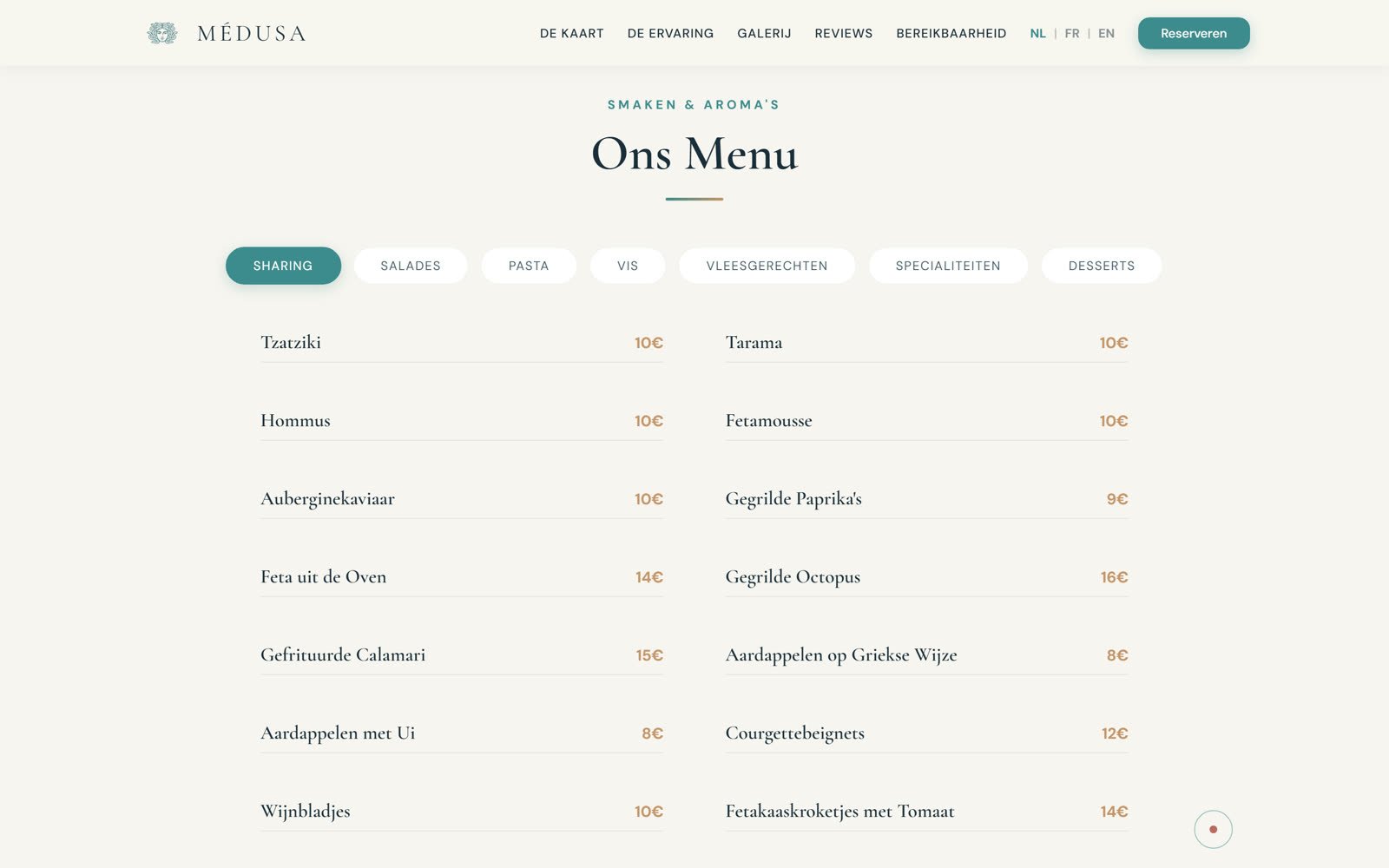 Section menu du site medusa-zaventem.be réalisé par Digispire