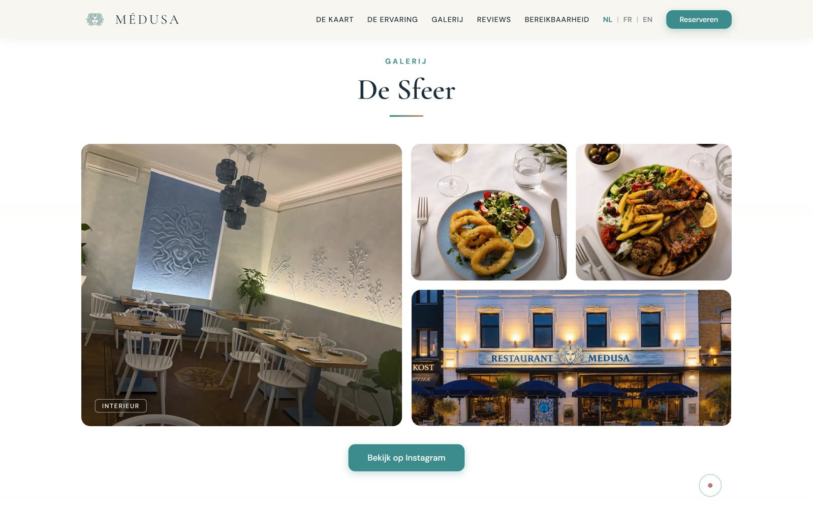 Section réservation et avis clients du site medusa-zaventem.be réalisé par Digispire